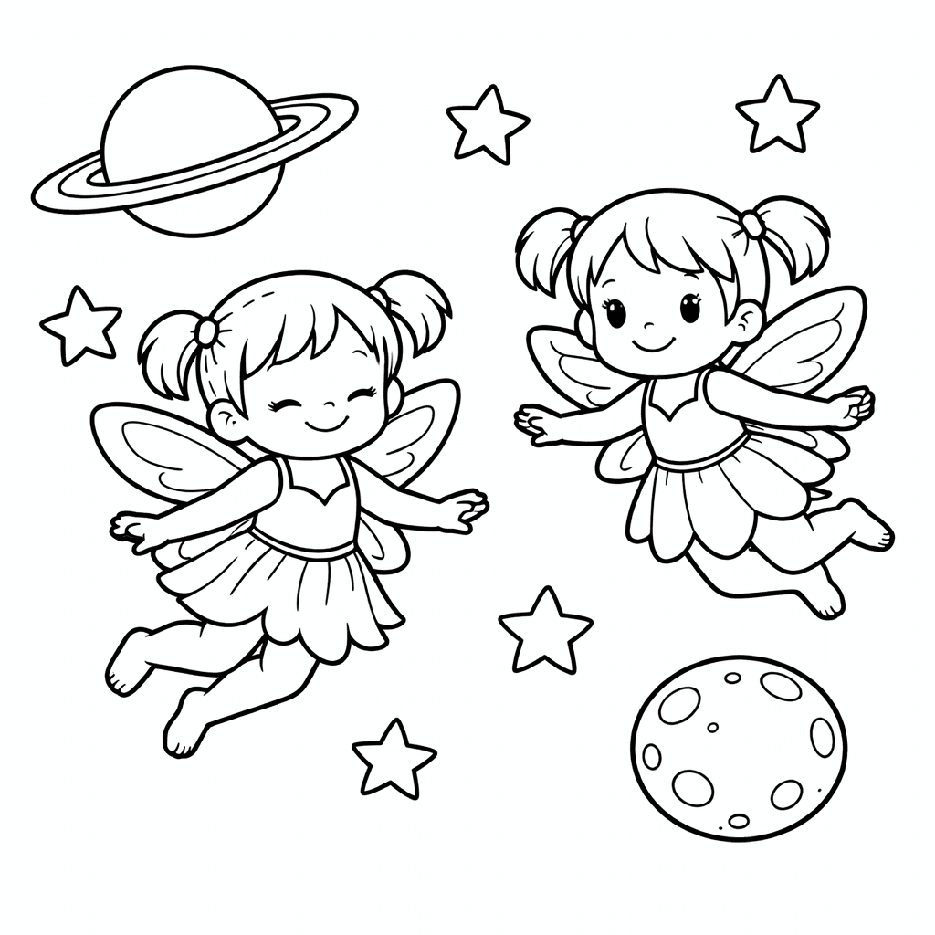 Siblings as fairies exploring space